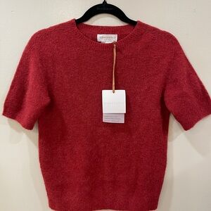 Italian Alpaca-Blend Classic Red Crew Neck Sweater